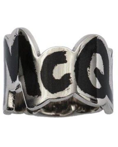 Alexander McQueen Graffitti Logo Ring - Black