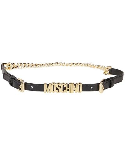 Moschino Logo Lettering Chain Belt - Metallic