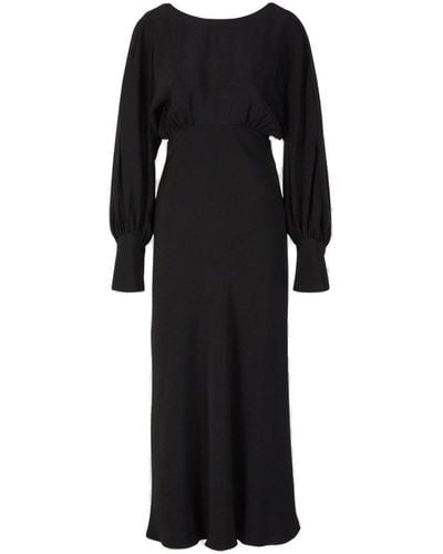 Chloé X Atelier Jolie Boat Neck Maxi Flared Dress - Black