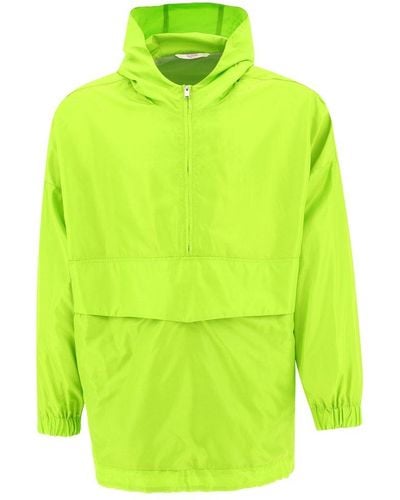 Valentino Half-zipped Hooded Jacket - Green