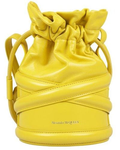 Alexander McQueen Soft Curve Drawstring Bucket Bag - Yellow