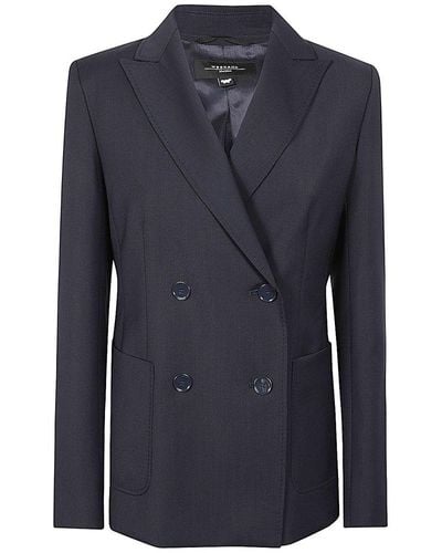 Weekend by Maxmara Double-breasted Tailored Blazer - Blue