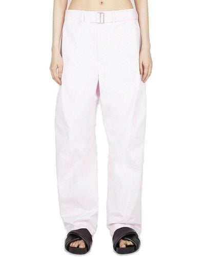 Lemaire Belted Straight Leg Trousers - White