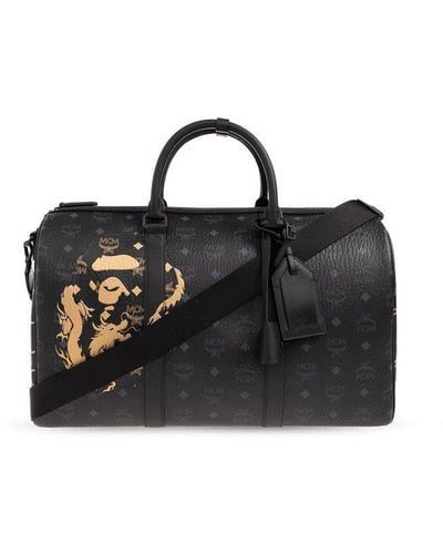 MCM X Bape Logo Printed Dragon-detailed Luggage - Black