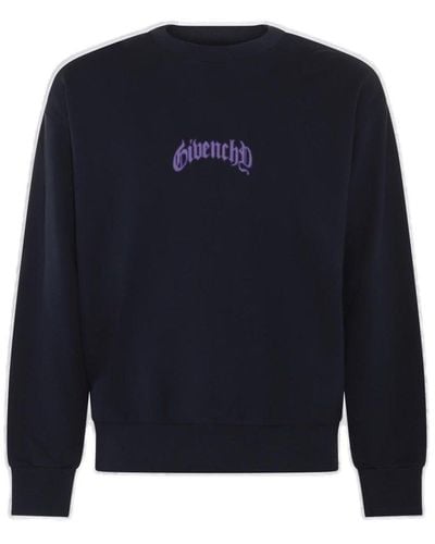 Givenchy Logo Printed Crewneck Sweater - Blue