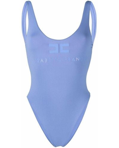 Elisabetta Franchi Logo-print Open-back Swimsuit - Blue