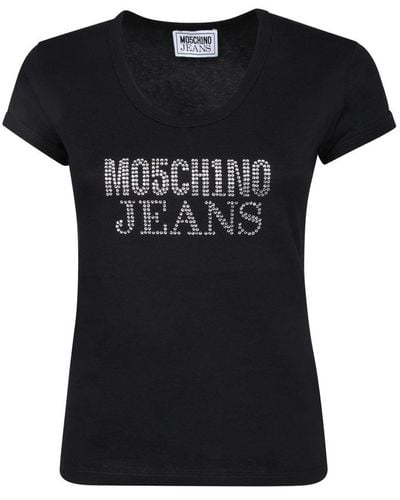 Moschino Logo Embellished Crewneck T-shirt - Black