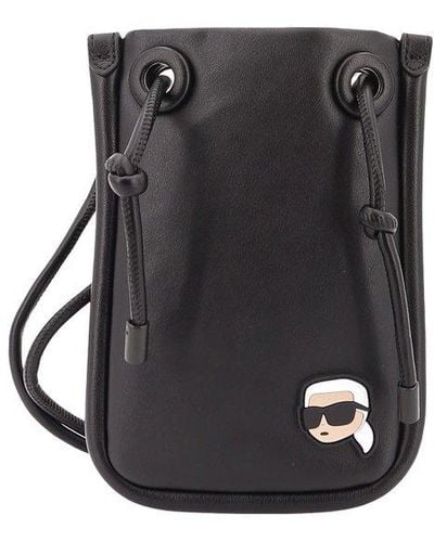Karl Lagerfeld, KL Monogram iPhone 13 Pro Wallet Case, Man, Black, Size: One Size