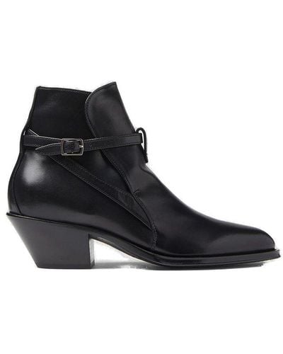 Saint Laurent Ratched 45 Leather Ankle Boots - Black