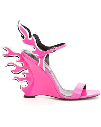 Prada Flame Wedge Sandals - Pink