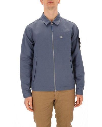 Stone Island Compass Patch Zip-up Jacket - Blue