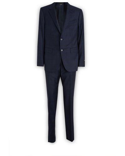 Zegna Logo Patch Single-breasted Tailored Suit - Blue