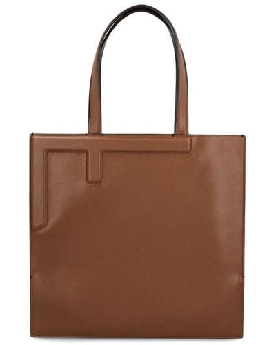 Fendi Flip Medium Leather Bag - Brown