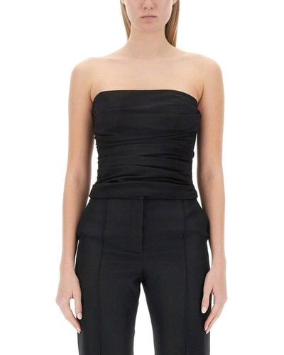 Moschino Strapless Ruched Bandeau Top - Black