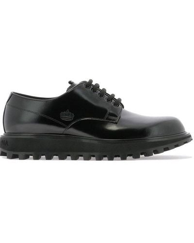 Dolce & Gabbana Logo Embossed Derby Shoes - Black