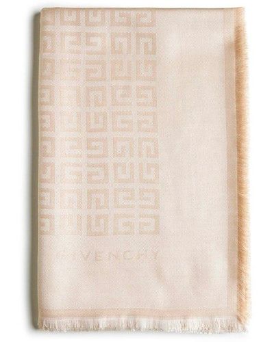 Givenchy 4g Jacquard Frayed Edge Scarf - Natural