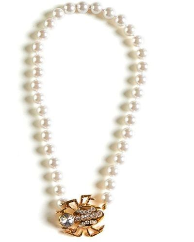 Alessandra Rich Beetle-charm Embellished Necklace - White