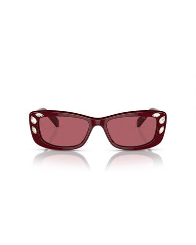 Swarovski Rectangular Frame Sunglasses - Pink