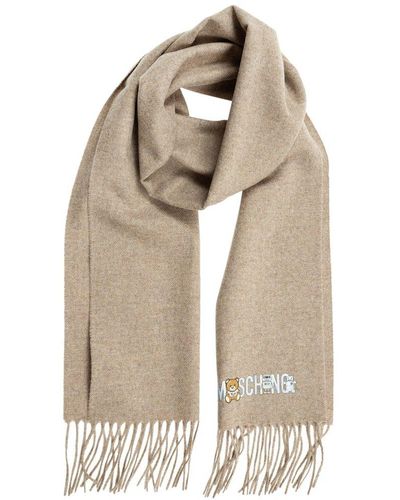 Moschino Toy Robot Logo Detailed Scarf - Natural
