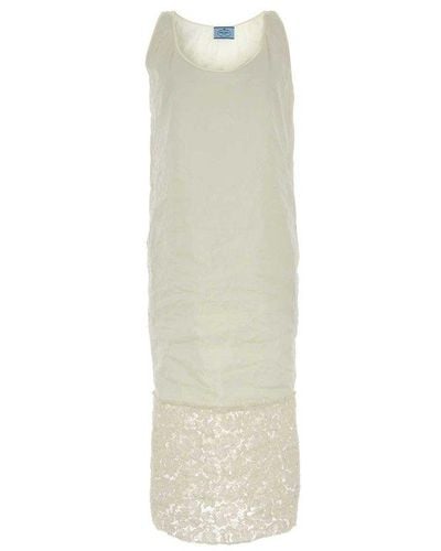 Prada Lace Detailed Sleeveless Dress - White
