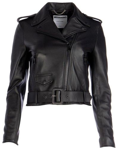Moschino Zipped Biker Jacket - Black