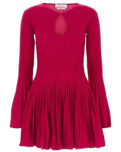 Blumarine Fuchsia Wool Mini Dress - Red
