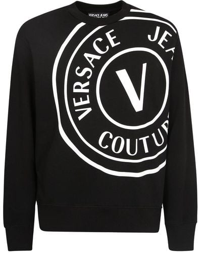 Versace Logo Printed Crewneck Sweatshirt - Black