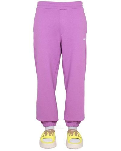MSGM jogging Trousers With Logo - Purple