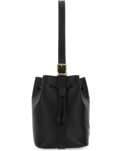 Miu Miu Logo-embossed Drawstring Bucket Bag - Black