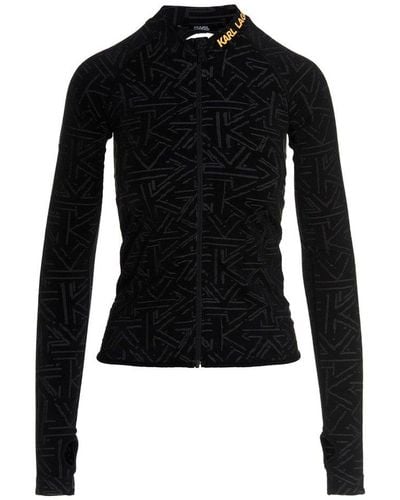 Karl Lagerfeld Rue St-guillaume K Dots Zip-up Jacket - Black