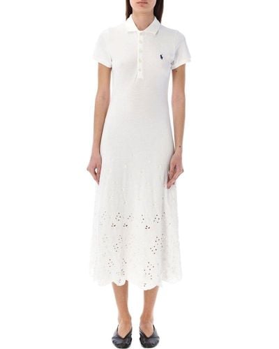 Polo Ralph Lauren Pony Embroidered Polo Dress - White