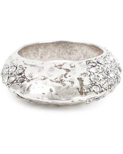 Saint Laurent Silver Ring With Crystals Jewelry - White