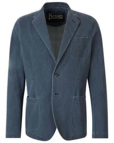 Herno Single-breasted Tailored Blazer - Blue