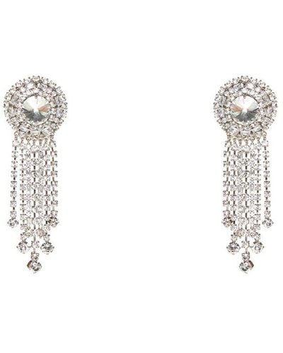 Alessandra Rich Embellished Dangle Clip-on Earrings - White