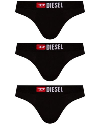 DIESEL Branded Thongs Three-pack - Black