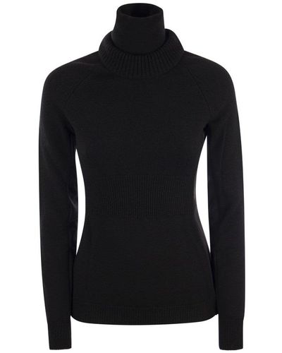 3 MONCLER GRENOBLE High-neck Slim-fit Stretch-woven Top - Black
