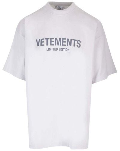 Vetements Logo Printed Oversized T-shirt - White