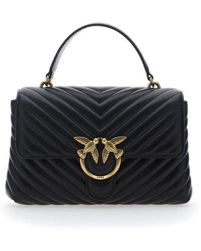 Pinko Elegant Quilted Mini Handbag Charm - Black