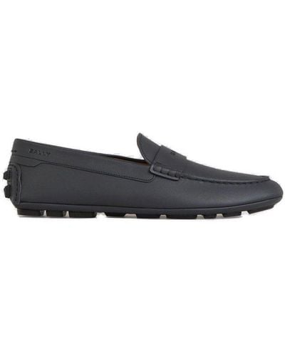 Bally Logo Leather Loafers - Blue