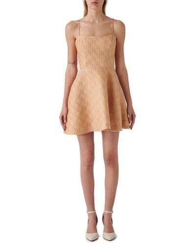 Elisabetta Franchi Logo Jacquard Sleeveless Mini Dress - Natural