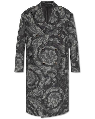 Versace Double-Breasted Coat - Grey