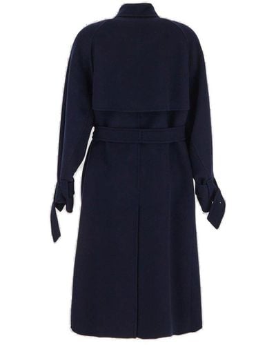 Max Mara Falcone Belted Trench Coat - Blue