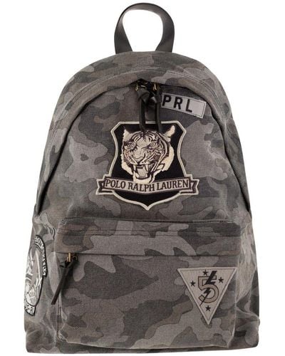 Polo Ralph Lauren Camouflage Canvas Backpack With Tiger - Gray