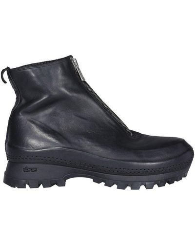 Guidi Front Zip Ankle Boots - Black