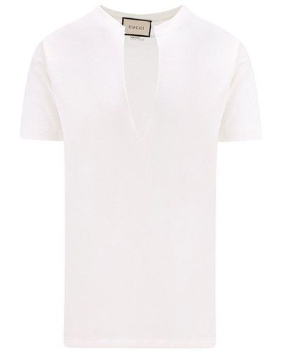 Gucci Open Neck T Shirt - White