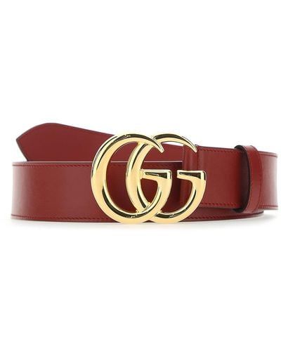 Gucci gg Marmont Belt With Shiny Buckle - Red