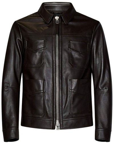 Tom Ford Unlined Grained-texture Leather Jacket - Black