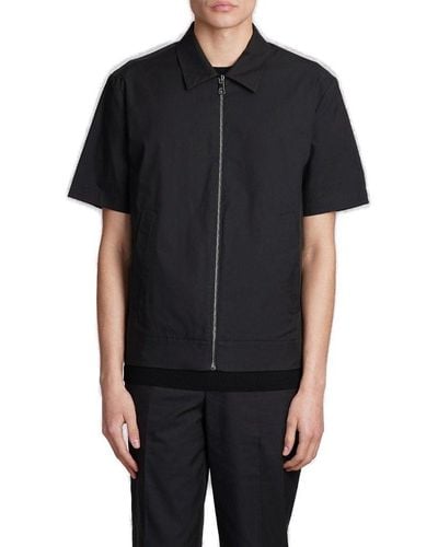 Neil Barrett Bomber Harrington Short-sleeved Zip-up Shirt - Black