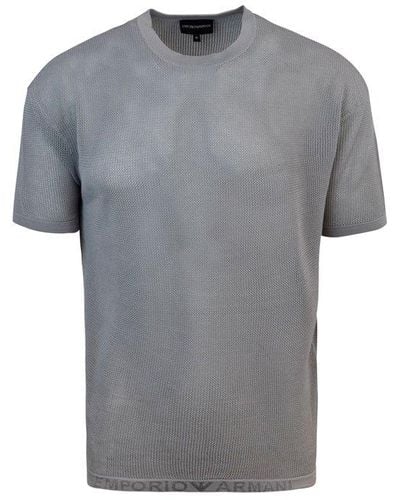 Emporio Armani Logo Waistband Open-knitted T-shirt - Grey