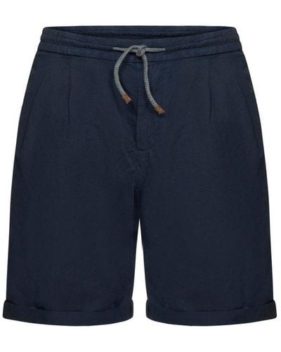 Brunello Cucinelli Drawstring Straight Cut Shorts - Blue